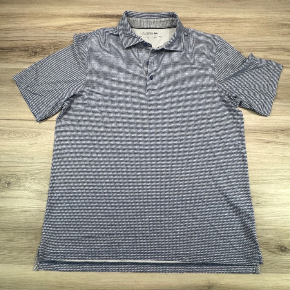 Vineyard Vines Jim Nantz Mens Blue Micro Check Pima Cotton Polo Shirt Large L‎